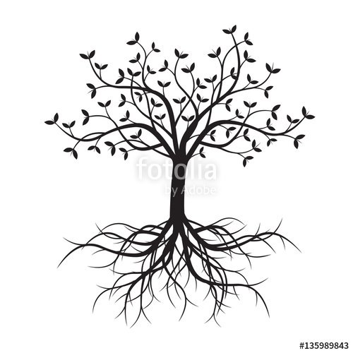 500x500 Black Tree And Roots Vector Illustration Stock Image