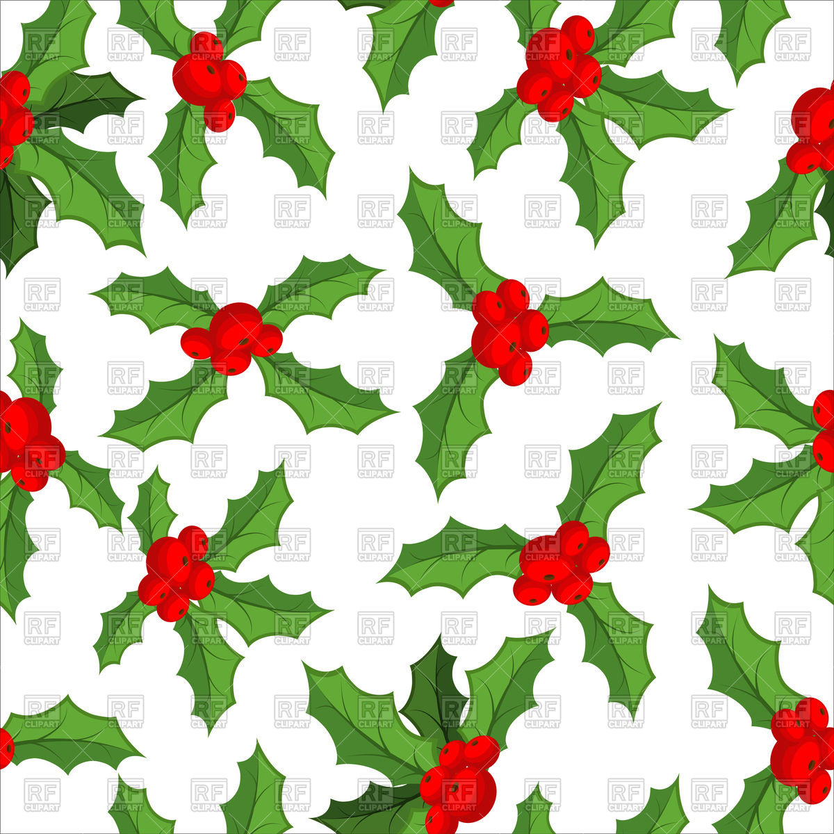 1200x1200 Mistletoe Seamless Pattern, Traditional Christmas Plant Vector