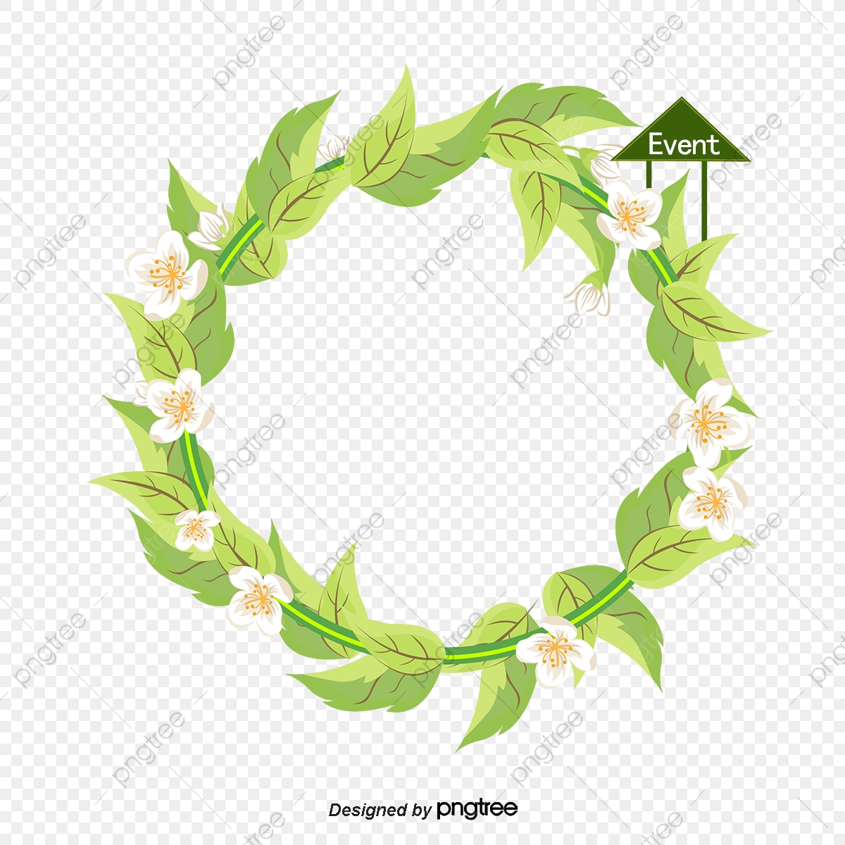 Green Heart Shaped Summer Plant Vector Border, Frame, Vector 1200x1200 Green Heart Shaped Summer Plant Vector Border, Frame, Vector