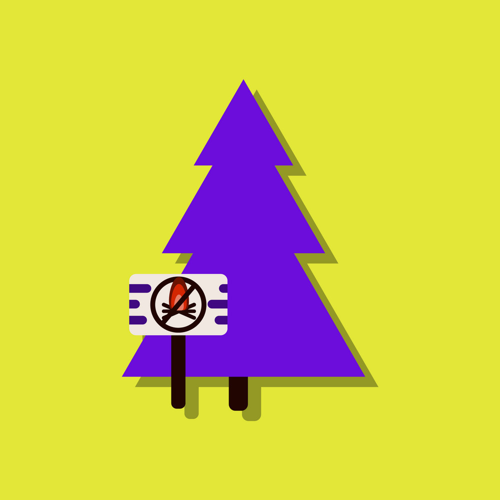 1000x1000 Flat Icon Design Collection Fir Tree With Plaque Vector