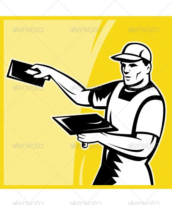 Vector Illustration Of A Plasterer Worker Construction Tradesman 590x700 Vector Illustration Of A Plasterer Worker Construction Tradesman