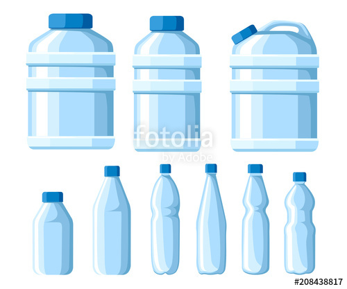 500x417 Plastic Water Bottle Set Healthy Agua Bottles Vector Illustration