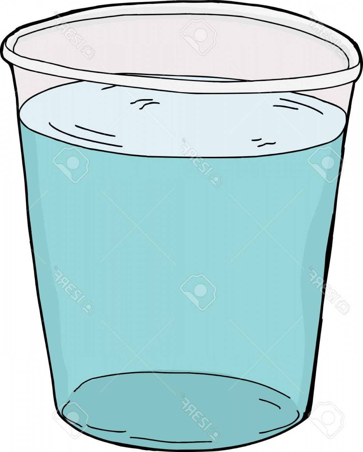 1255x1560 Photostock Vector Isolated Plastic Cup Full Of Water Over White