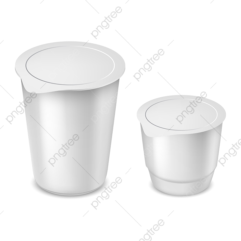 800x800 Yogurt Round Plastic Cups With Foil Lid Vector, Yogurt, Sour Cream