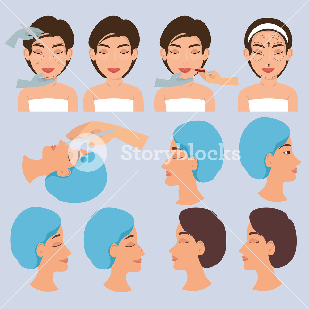 1000x1000 Surgeon Hands And Woman Plastic Surgery Icons Vector Illustration