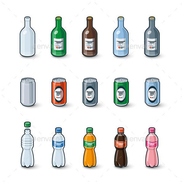 Plastic Glass Bottles Aluminium Cans Illustration 590x590 Plastic Glass Bottles Aluminium Cans Illustration