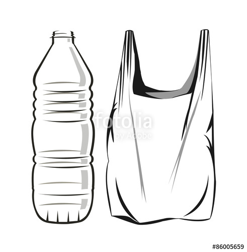 Vector Image Of A Plastic Water Bottle And Bag Stock Image 491x500 Vector Image Of A Plastic Water Bottle And Bag Stock Image