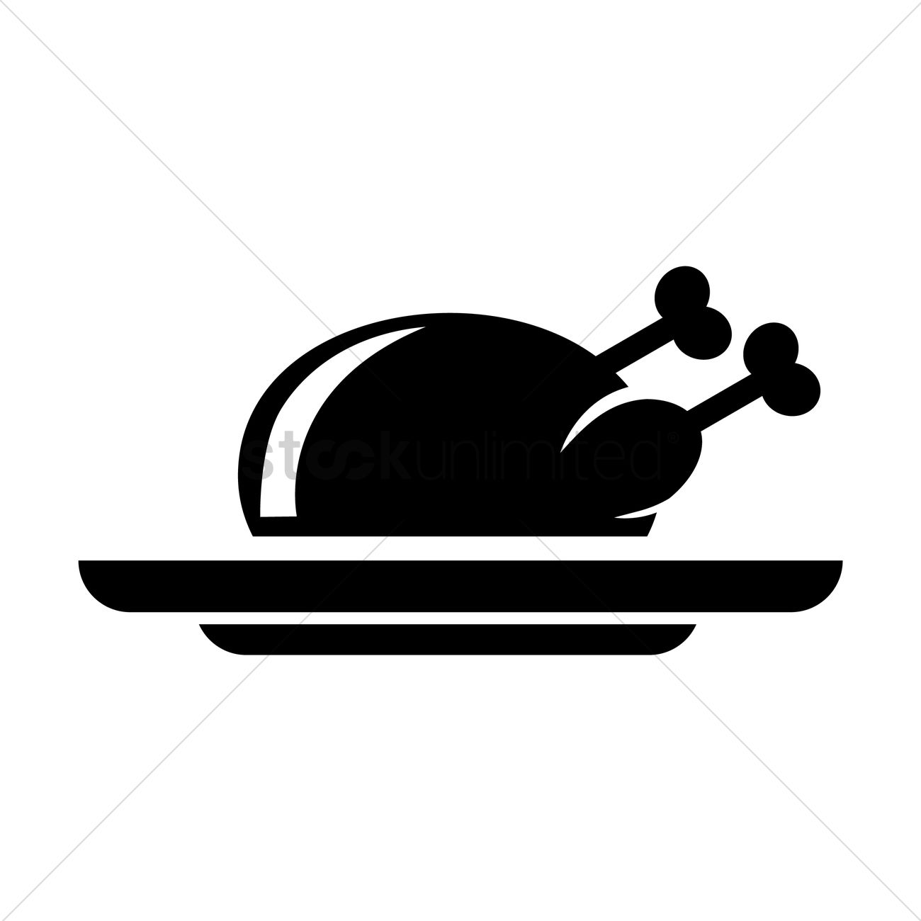 Roasted Chicken On A Plate Vector Image 1300x1300 Roasted Chicken On A Plate Vector Image