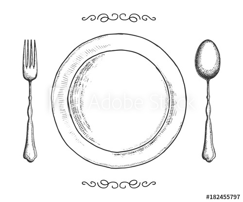 Cutlery Fork Spoon And Plate Vector Sketch Hand Drawing Isolated 500x417 Cutlery Fork Spoon And Plate Vector Sketch Hand Drawing Isolated