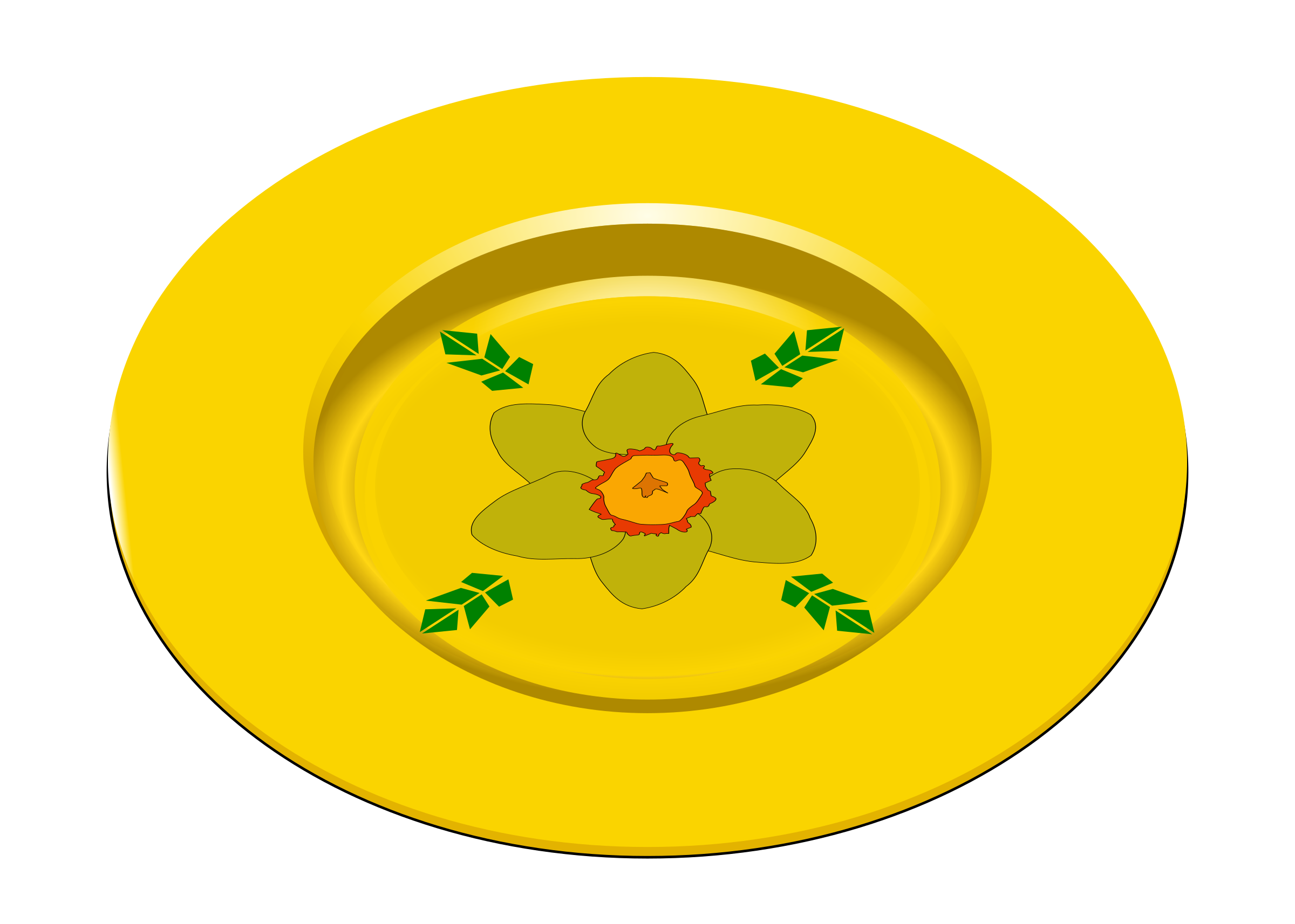 Golden Flower Plate Vector Clipart Image 2400x1714 Golden Flower Plate Vector Clipart Image
