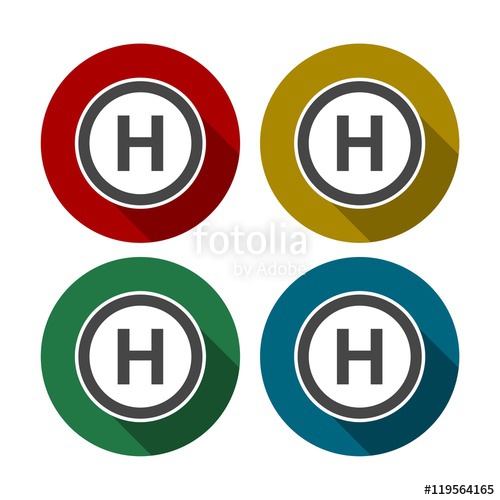 500x500 Helipad Color Icon, Flat Helicopter Platform Icon Stock Image