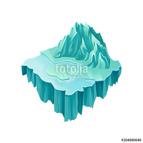 Isometric Ice Island With Big Frozen Mountain And Lake Colorful 500x500 Isometric Ice Island With Big Frozen Mountain And Lake Colorful