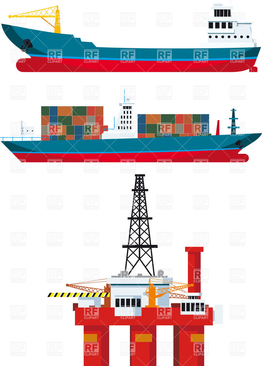 Cargo Ships With Containers And Sea Oil Platform Vector Image 861x1200 Cargo Ships With Containers And Sea Oil Platform Vector Image