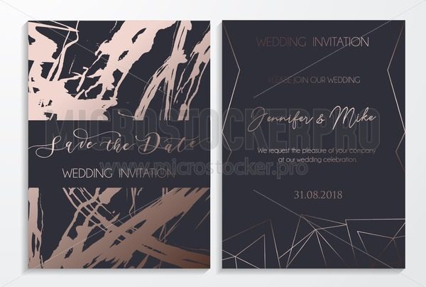 600x404 Save The Date Wedding Invitation Cards On Dark And Platinum