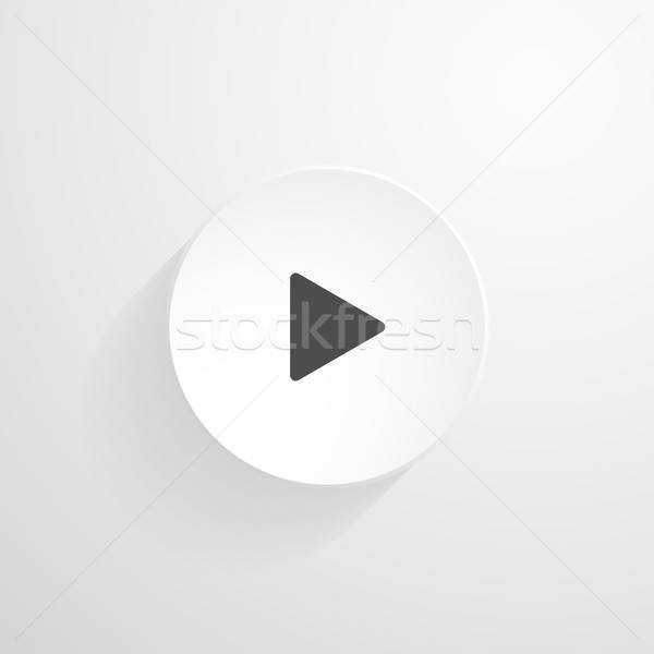600x600 Vector White Round Button Play Icon Vector Illustration