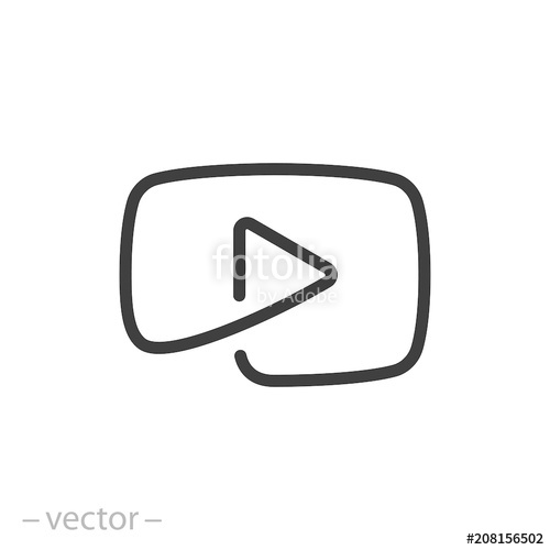500x500 Play Icon, Button Video Player Line Sign