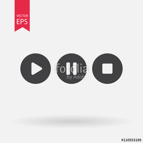 500x500 Vector Of Transparent Play, Pause Stop Button Icon On Isolated
