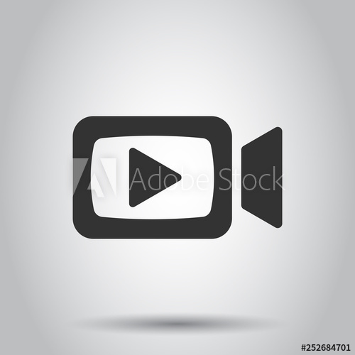 500x500 Video Camera Icon In Flat Style Movie Play Vector Illustration