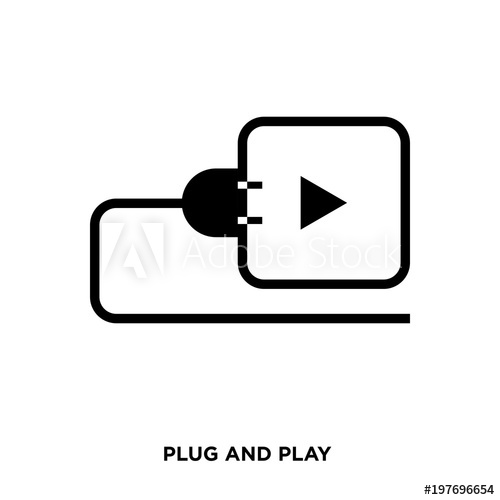 500x500 Plug And Play Icon On White Background, In Black, Vector Icon