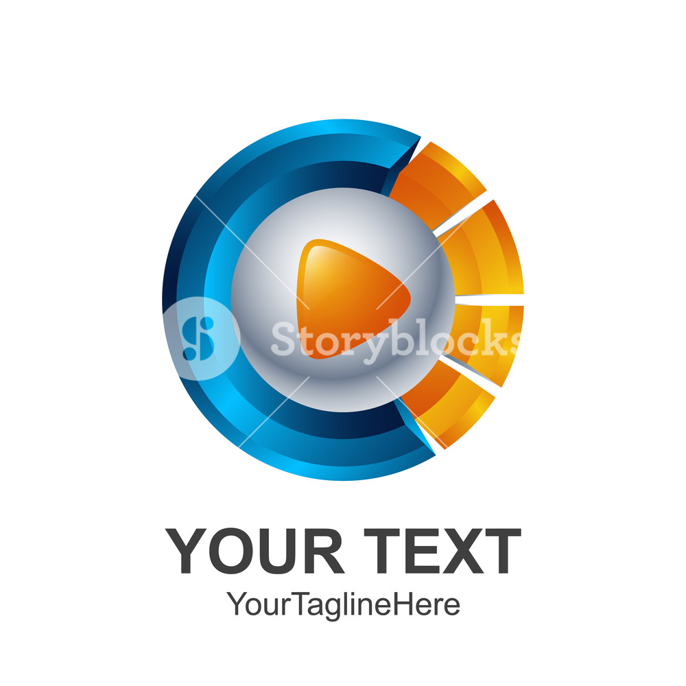 1000x1000 Creative Abstract Circle Media Play Button Vector Logo Design