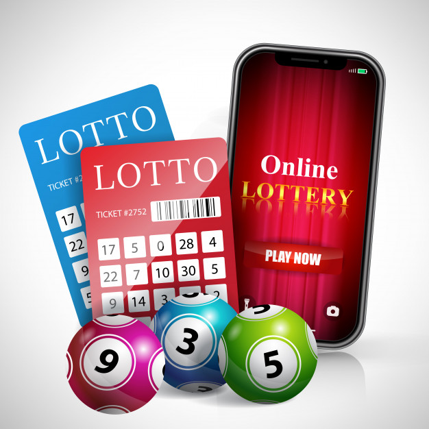 626x626 Online Lottery Play Now Lettering On Smartphone Screen, Tickets