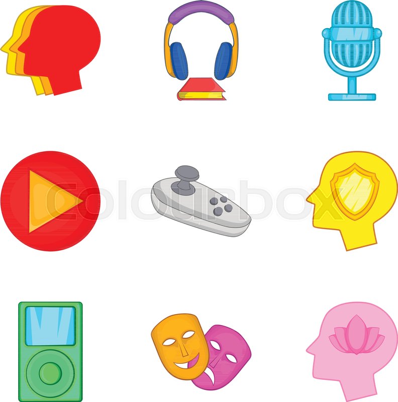 792x800 Online Play Icons Set Cartoon Set Of Stock Vector Colourbox