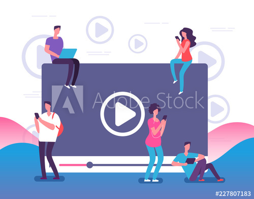 500x391 People Watching Online Video Digital Internet Television, Web