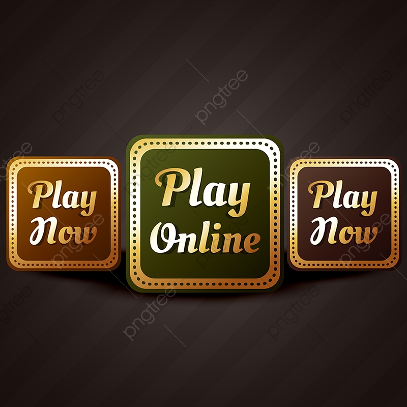 800x800 Play Online Casino Style Game Button Vector Design, Gold, Golden