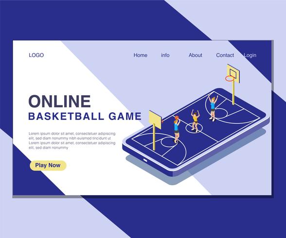 588x490 Kids Playing Online Basket Ball Game Isometric Artwork Concept