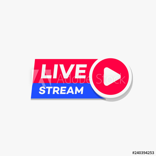 500x500 Live Stream Vector Sign Style With Play Button Isolated
