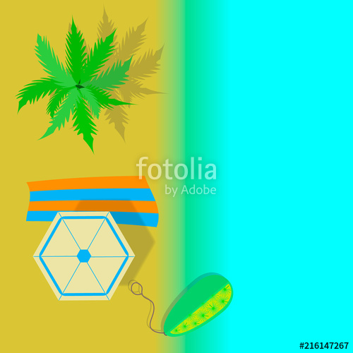 500x500 Playa, Verano, Palmera, Tabla De Surf, Fondo, Degradado, Sombrilla