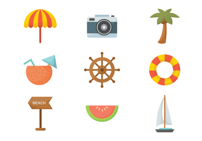 700x490 Playa Flat Icons Vector