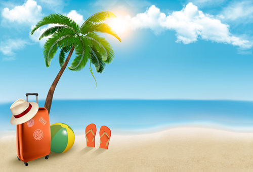 500x341 Travel Summer Beach Background Set Vector Free Vector