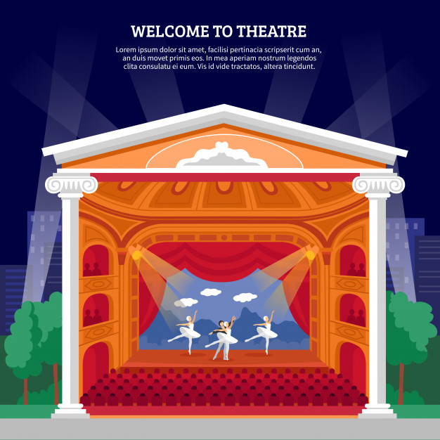 626x626 Theatre Performance Playbill Flat Colorful Print Vector Free
