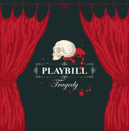442x450 Vector Playbill With Calligraphic Inscription Tragedy, Red Theater