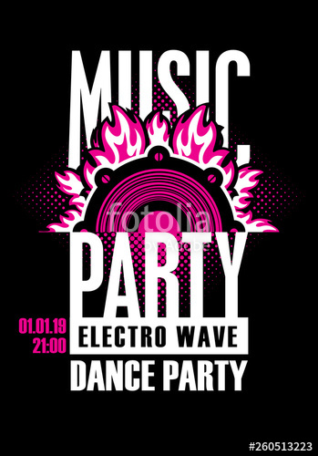 349x500 Vector Poster Or Playbill For A Dance Music Party In The Night