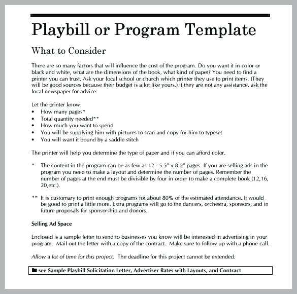 585x580 Free Playbill Template