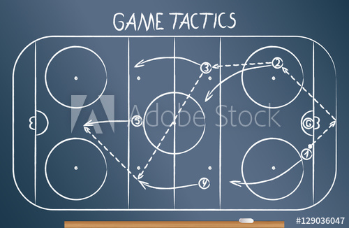 500x326 Hockey Tactics Scheme Drawn On The Blackboard In Chalk, Template