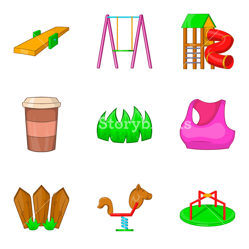 1000x1000 Kid Playground Icon Set Cartoon Set Of Kid Playground Vector