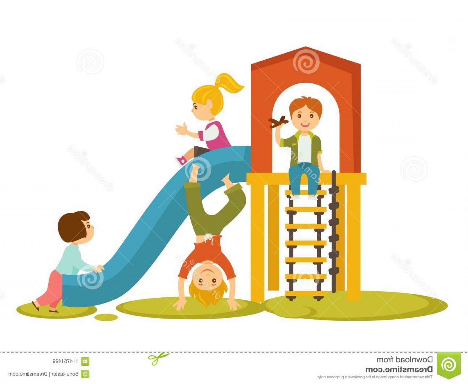 1560x1281 Kids Children Playing Playground Vector Cartoon Kindergarten Boy