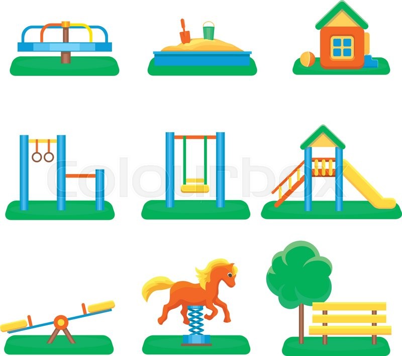 800x708 Kids Playground Set Icons With Kids Stock Vector Colourbox