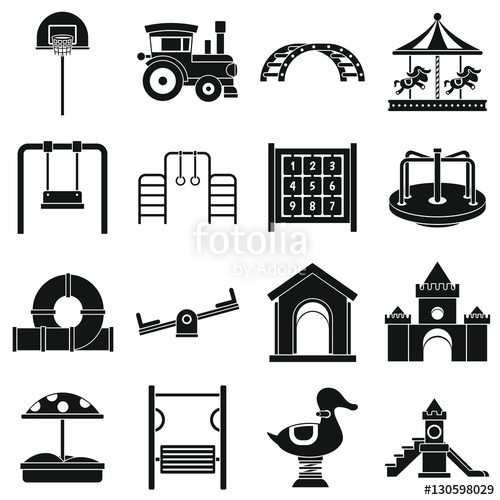 500x500 Playground Icons Set Simple Illustration Of Playground Vector