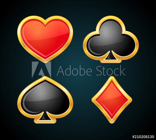 500x450 Playing Card Suit With Gold Border Casino Icons Poker Symbols