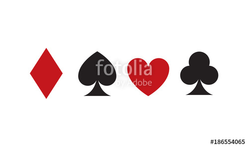 500x297 Playing Card Suits Icon Set Four Card Symbols Vector Stock