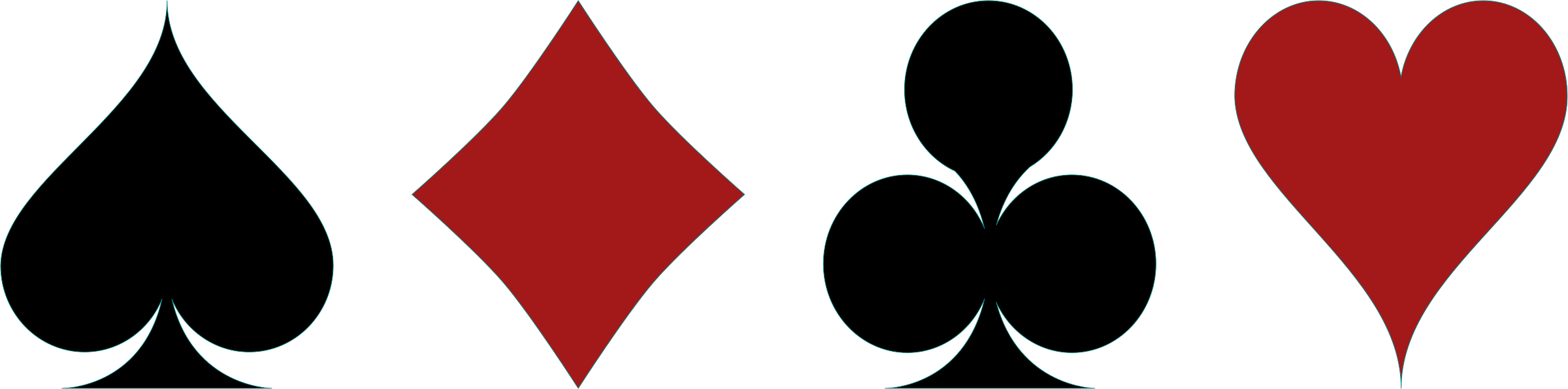 2400x596 Playing Cards Suits Clipart