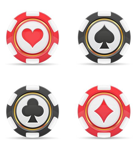 443x490 Casino Chips With Cards Suits Vector Illustration