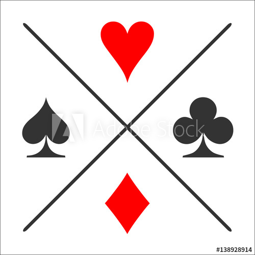 500x500 Divided Suit Card Suit Icon Vector, Playing Cards Symbols Vector