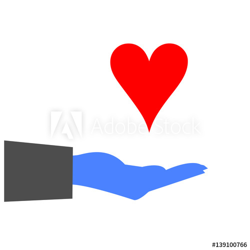 500x500 Heart On Hand Card Suit Icon Vector, Playing Cards Symbols Vector