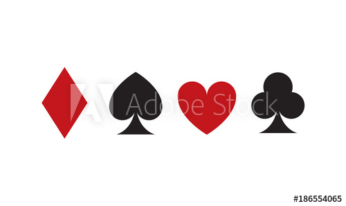 500x297 Playing Card Suits Icon Set Four Card Symbols Vector Stock