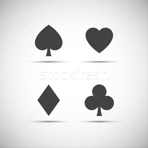 600x600 Playing Card Symbols Isolated On White Background, Vector Illust